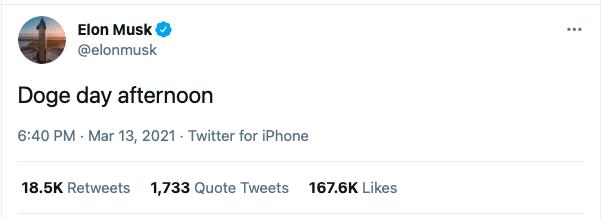 Elon Musk Tweets about Dogecoin