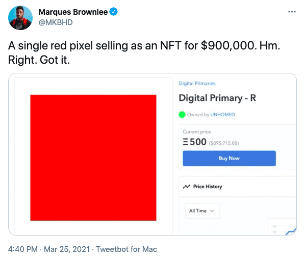 Single Pixel NFT, Single Pixel NFTs Are Selling For $800,000