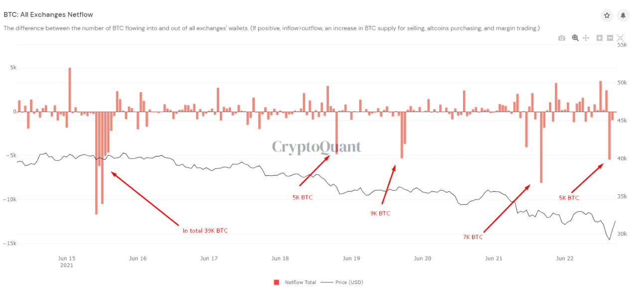 BTC All Exchange Netflow. Source: CryptoQuant