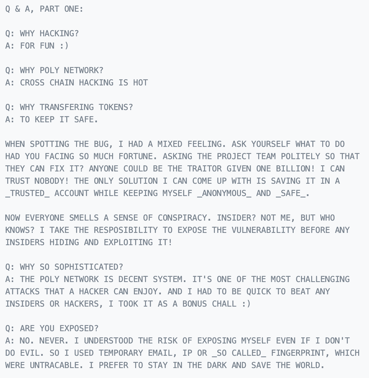 Poly hacker replies to the  Network. Source: Tom Robinson on Twitter.com  