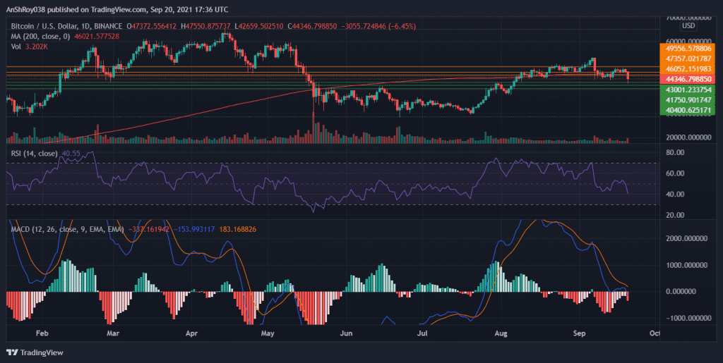 BTC's MACD line moved away from its signal line. Source: BTCUSD on Tradingview.com 
