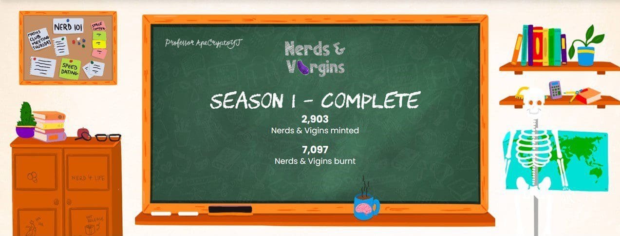 Cardano-based nonfungible token project Nerds & Virgins has burnt over 7000 NFTs after fans minted only 2,903 of the total 10K available tokens