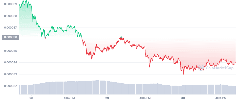 Shiba Inu coin (SHIB) price has dropped 17% since November.