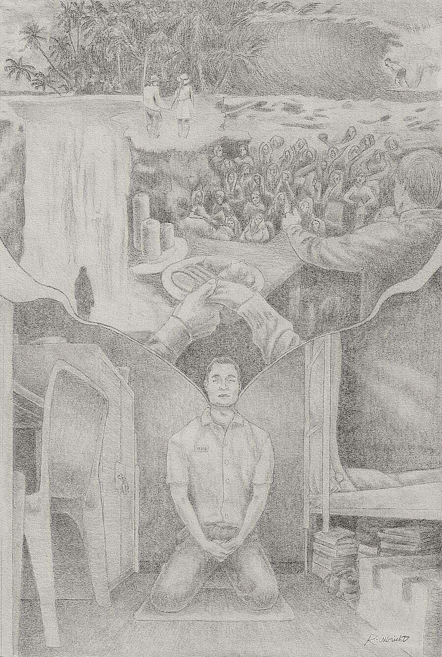 One of Ross's sketches titled "uncageable" will go on sale in the upcoming NFT auction