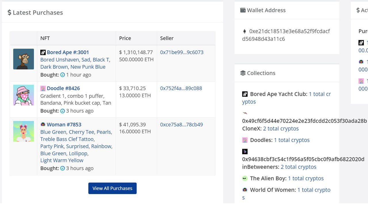 Bieber purchased BAYC, DOODLES & WOW NFTs in three hours. 