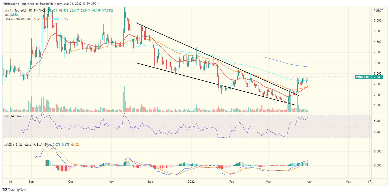 Mina Protocol (MINA) daily price chart. Source: TradingView.com