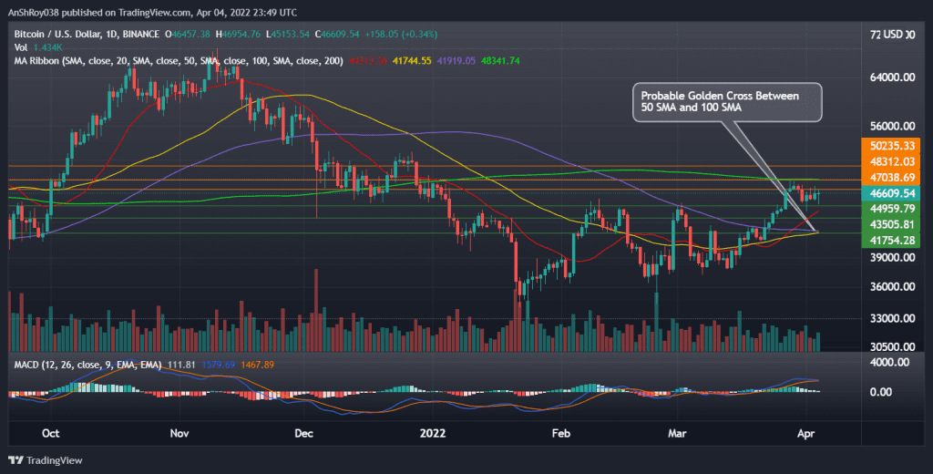 BTCUSD daily chart with MACD and a golden cross. Source: Tradingview.com