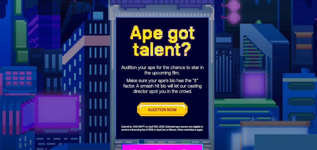 Cryptocurrency exchange Coinbase is making a trilogy film series from the Yuga Labs NFT project Bored Ape Yacht Club (BAYC) titled The Degen Trilogy. 