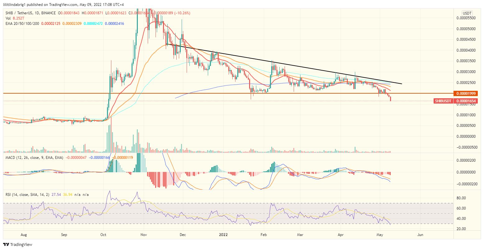 Shiba Inu (SHIB) daily chart featuring a bearish Triangle. Source: TradingView.com 