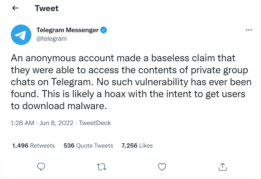 Telegram Refutes All Allegations