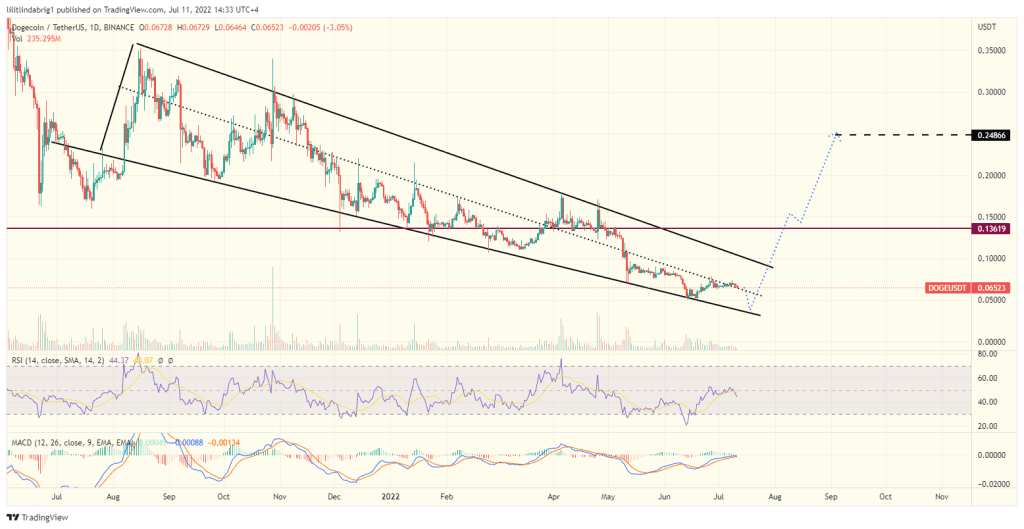 Dogecoin (DOGE) daily chart featuring a Falling Wedge. Source: TradingView.com 
