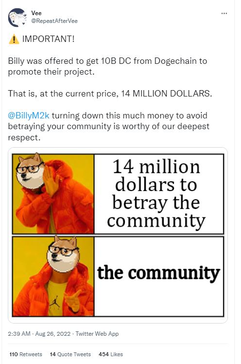 Dogechain fails to bribe Billy Markus for $14M