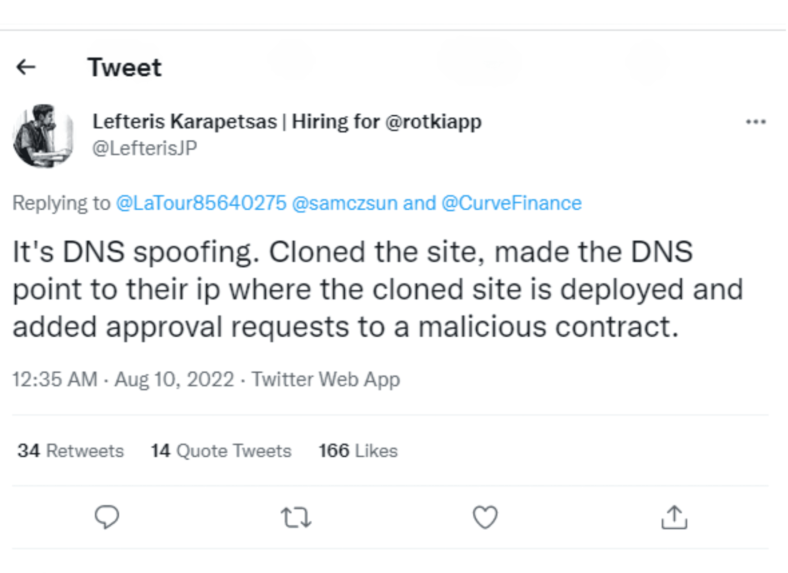 The hackers cloned the Curve Finance website