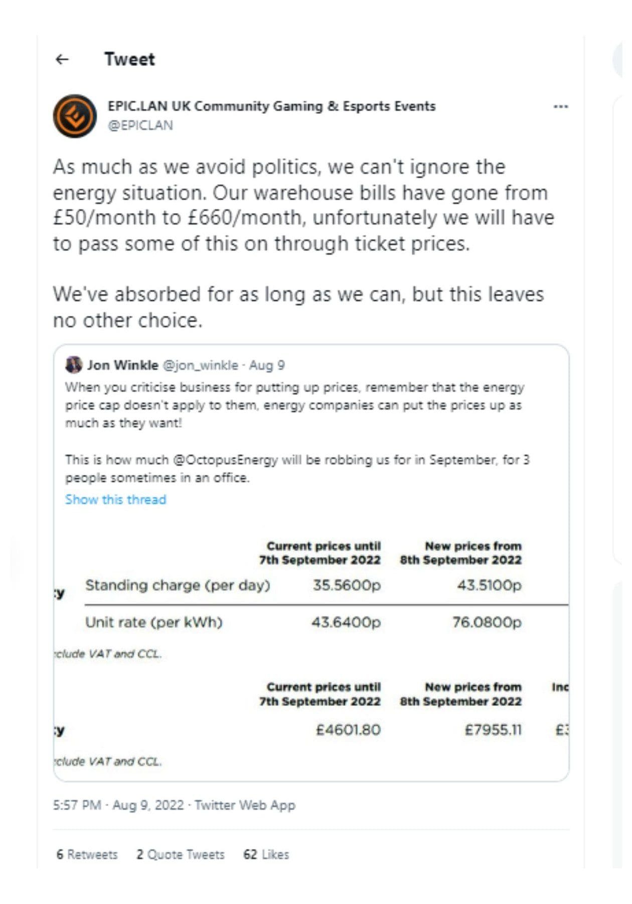 The increasing energy crisis in the UK risks small businesses as recession looms on the economy