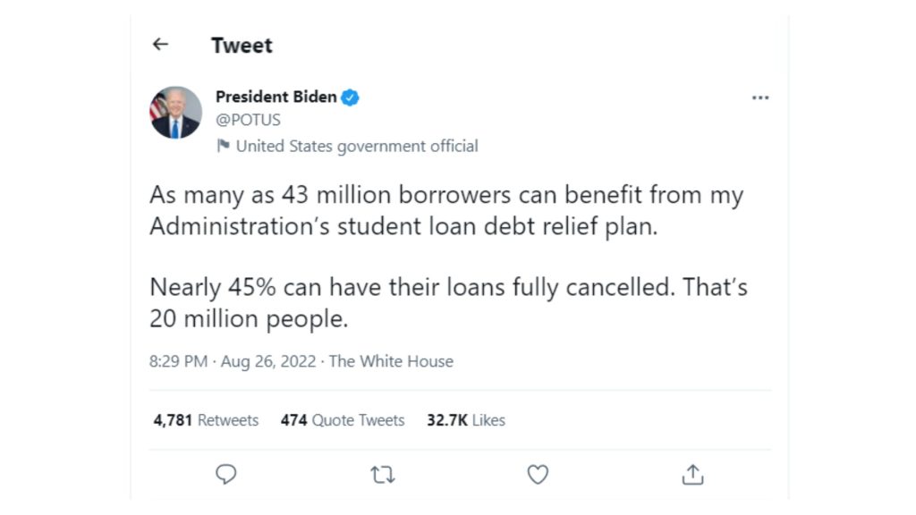 US President Joe Biden forgave student loans for millions of borrowers. 