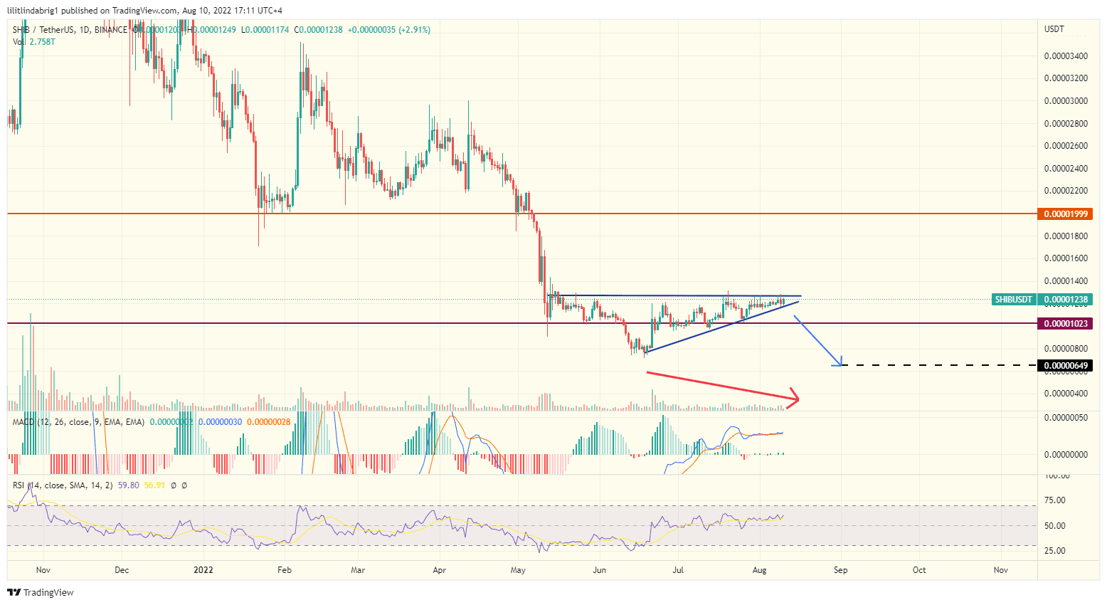 Shiba Inu(SHIB) daily chart featuring an ascending triangle. Source: TradingView.com 