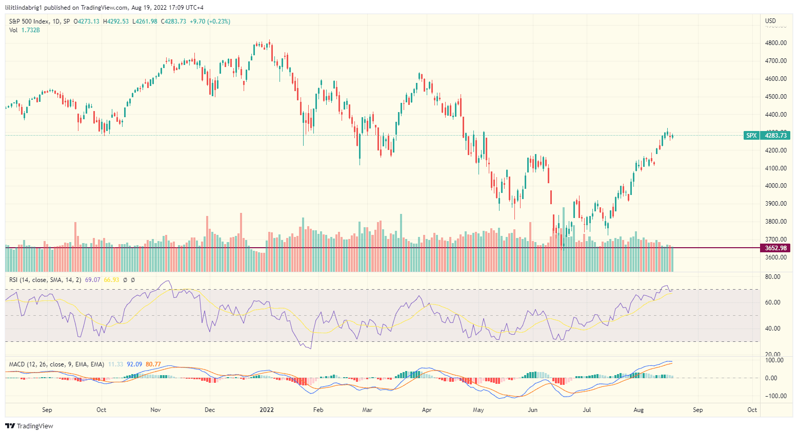 S&P500 (SPX) daily chart.