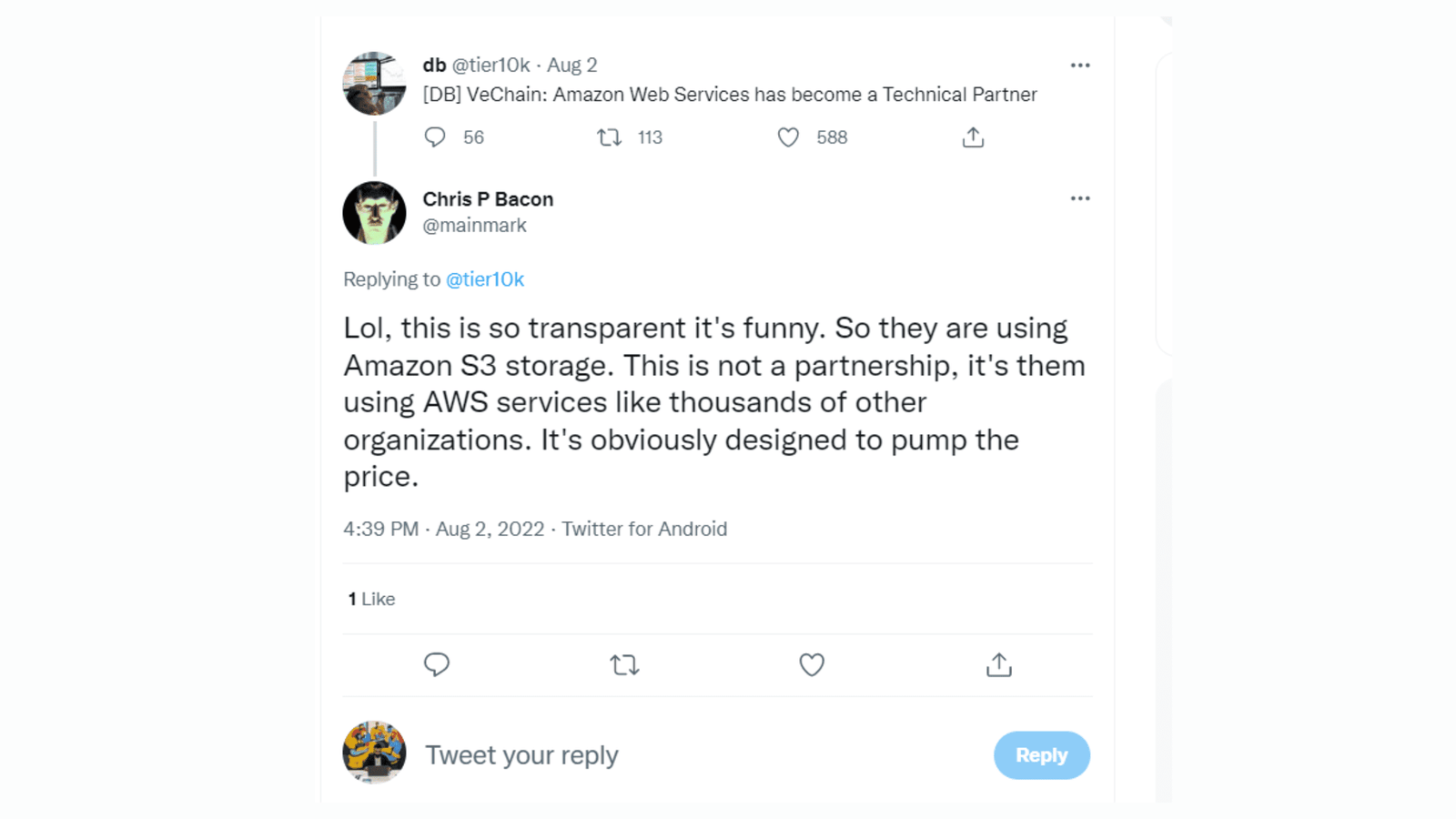 Is VeChain just using Amazon services and calling it a partnership?