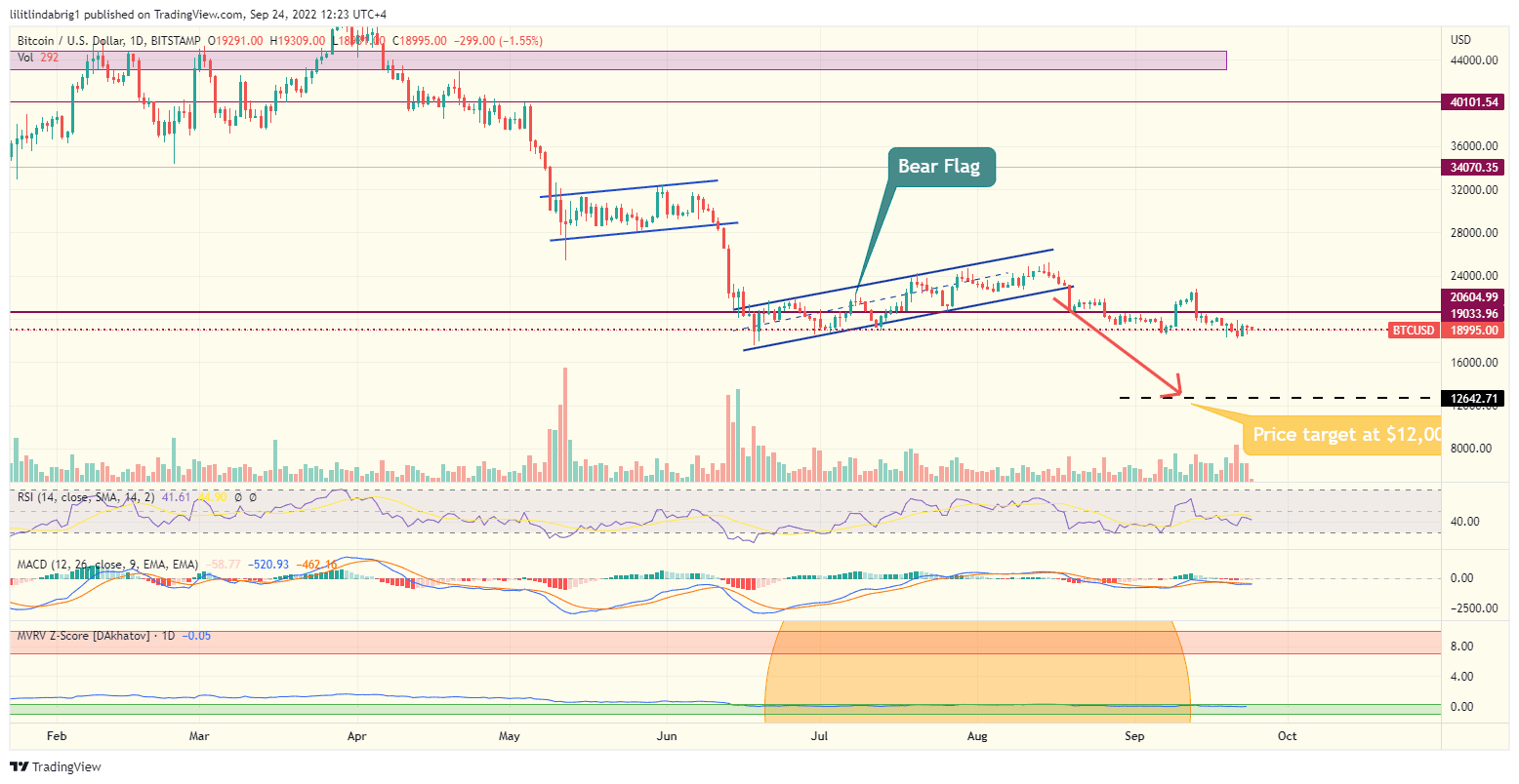 Bitcoin (BTC) daily price chart featuring a bear flag. Source: TradingView.com 