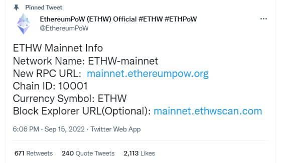 ETHW token claim