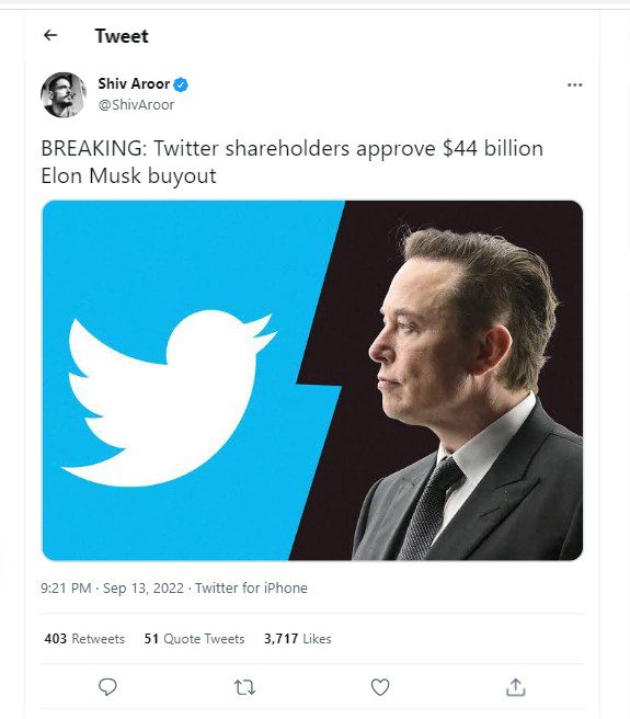 Twitter shareholders give the green light for Elon Musk's $44 billion acquisition.