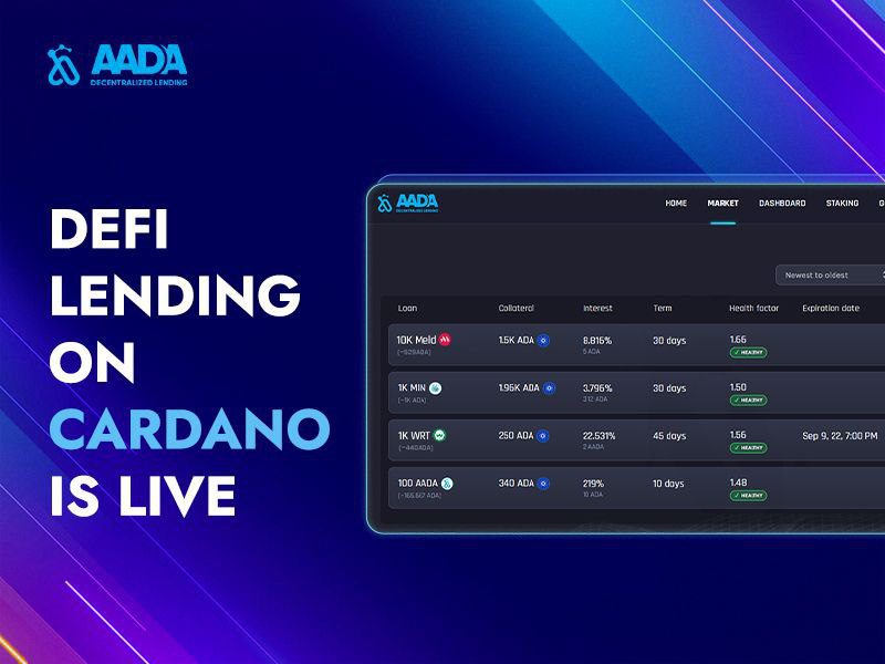 , Aada Finance Is Live and Open for Lending and Borrowing on Cardano Mainnet