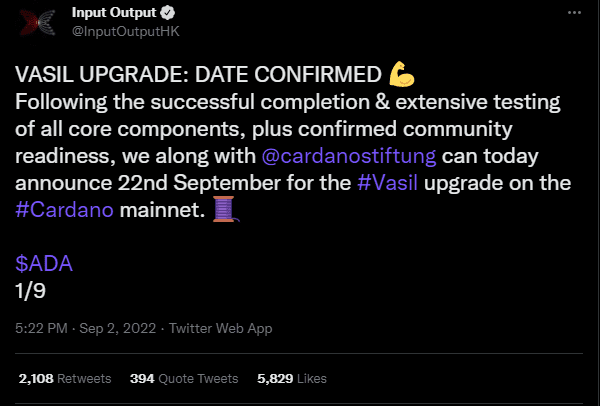 Vasil Upgrade Confirmed