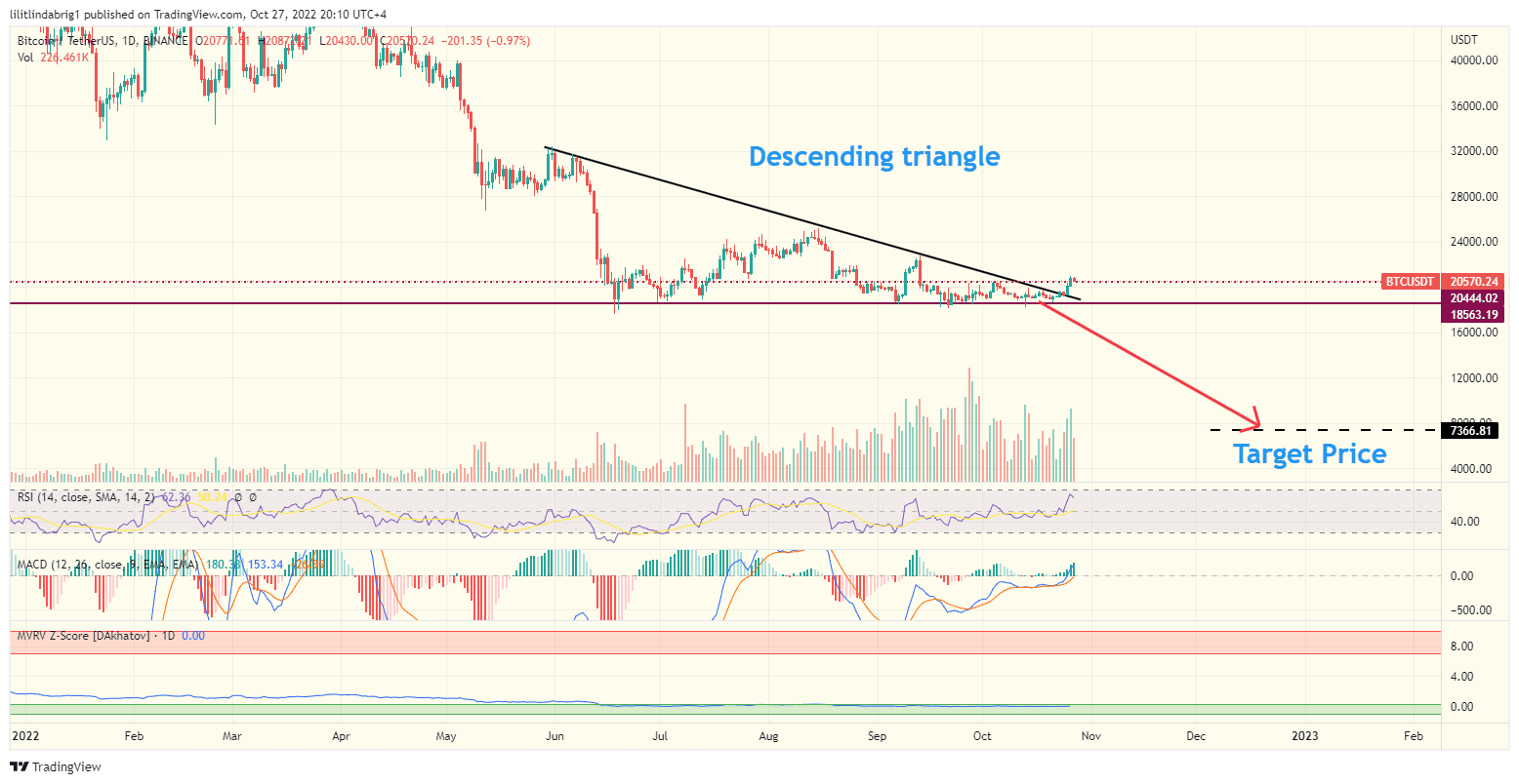 Bitcoin (BTC) daily price chart.