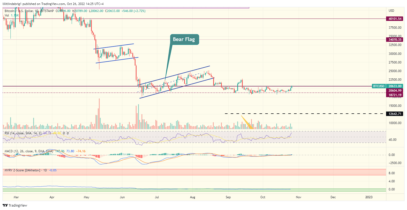 Bitcoin (BTC) daily price chart.
