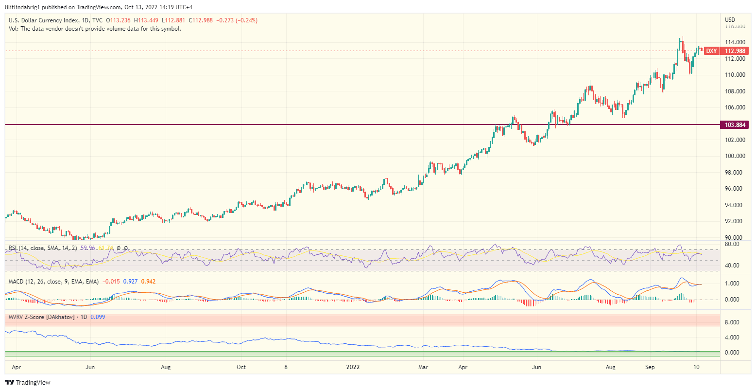 Broad dollar index (DXY) grew 20% year-to-date.