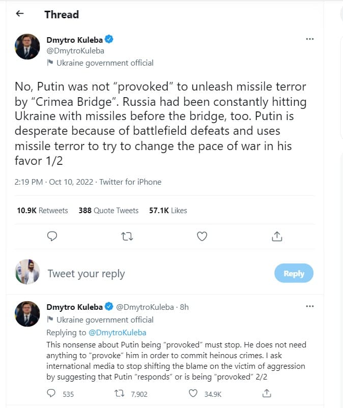 Kyiv has debunked Russia's accusations over the Crimean bridge attack.