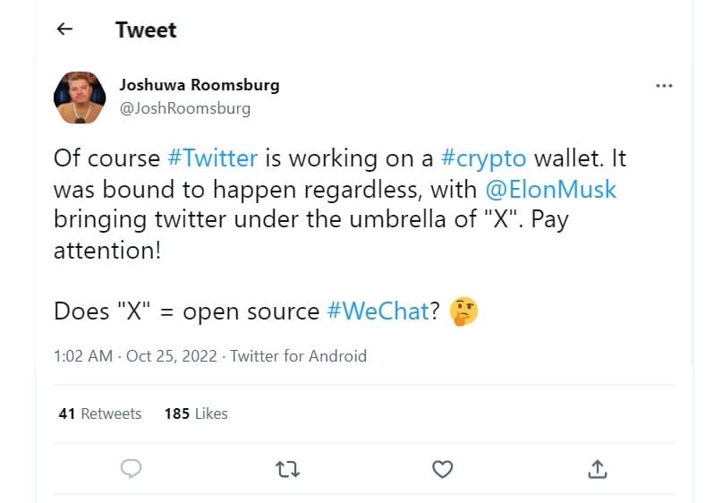 Users believe the Elon Musk factor is the reason for Twitter's crypto wallet plans