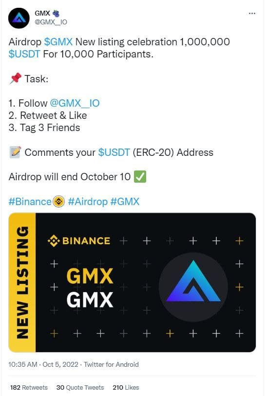 Binance list GMX token