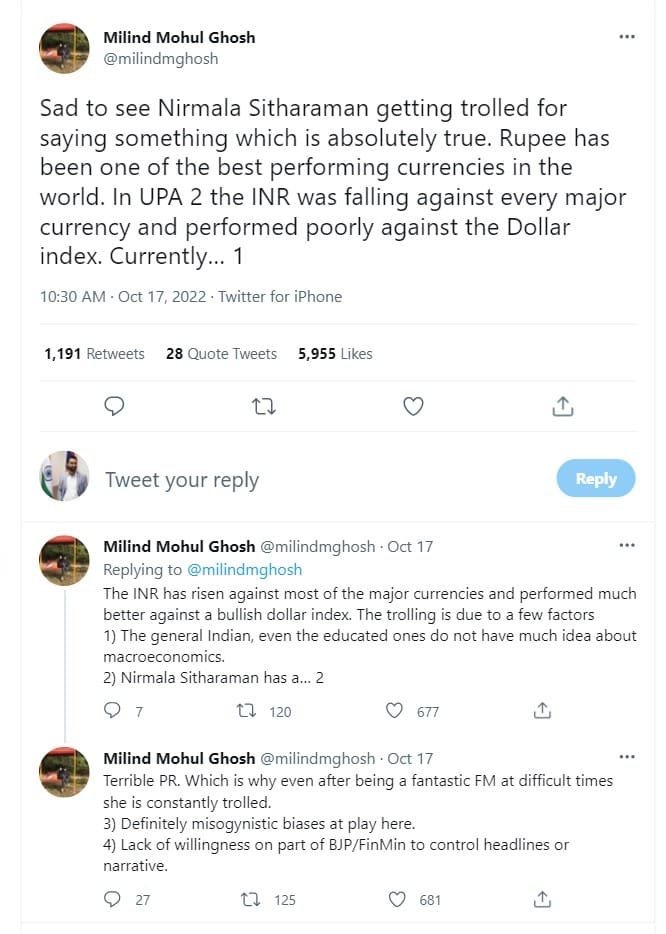 Some people have defended Nirmala Sitharaman's statement about the US Dollar and Indian rupee. 