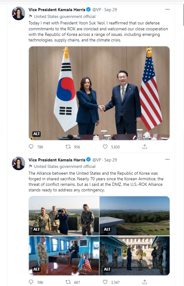 US Vice President Kamal Harris visited South Korea to show her country's support against North Korean aggression.