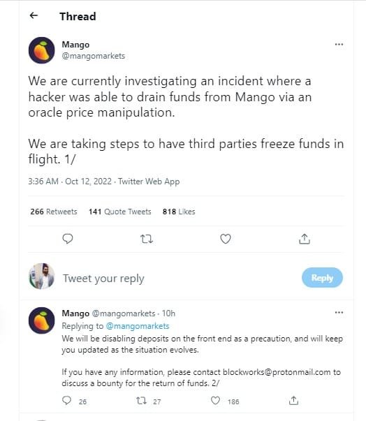 A hacker drained over $100 million from DeFi protocol Mango Markets