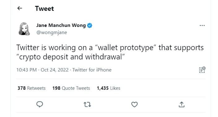 The Twitter crypto wallet is still in its early days, according to Jane Manchun Wong.