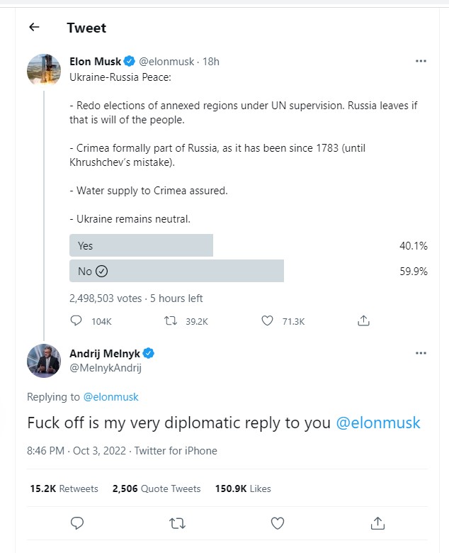 Ukraine's Ambassador to Germany wasn't pleased with Elon Musk