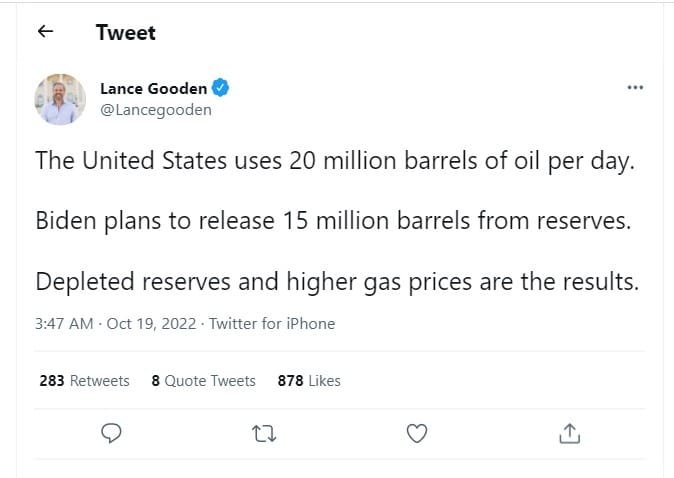 US President Joe Bien's plans to release million barrels of oil from the reserves will do little to help.