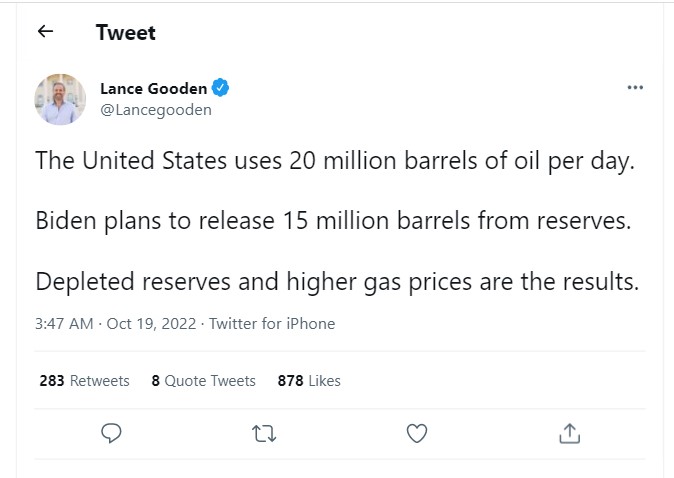 US President Joe Bien's plans to release million barrels of oil from the reserves will do little to help.