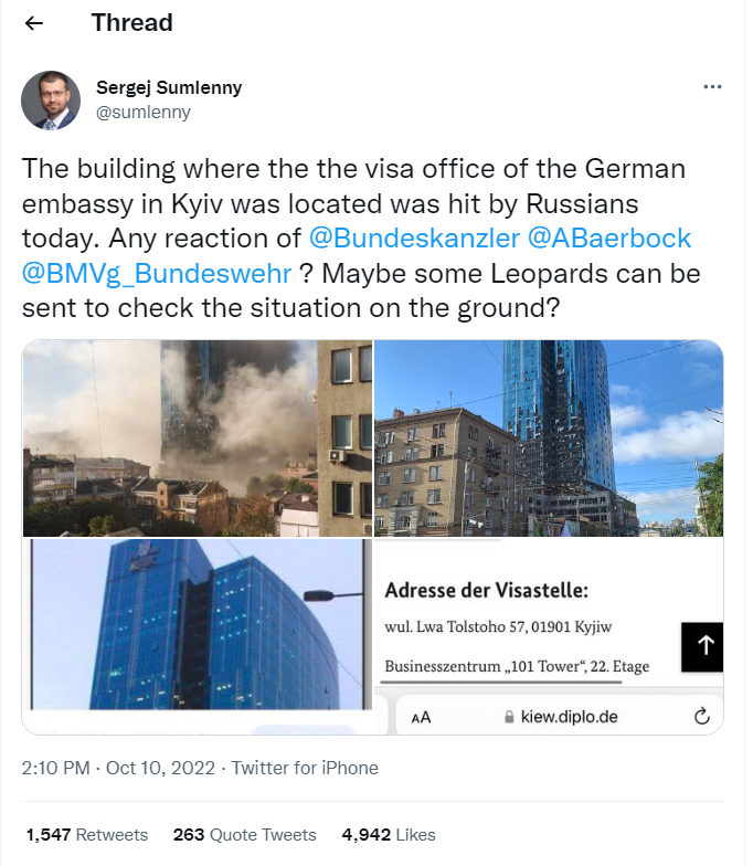 Russia Bombs German Embassy in Kyiv, Ukraine