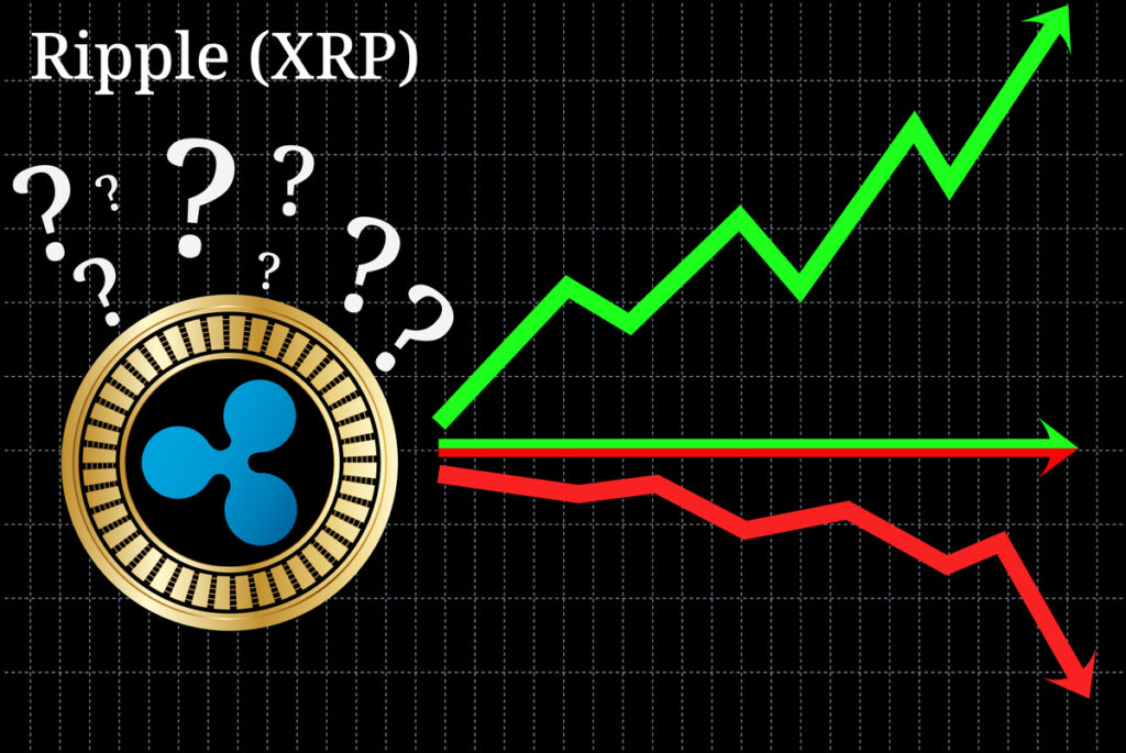 Image featuring XRP token logo with potential trend direction