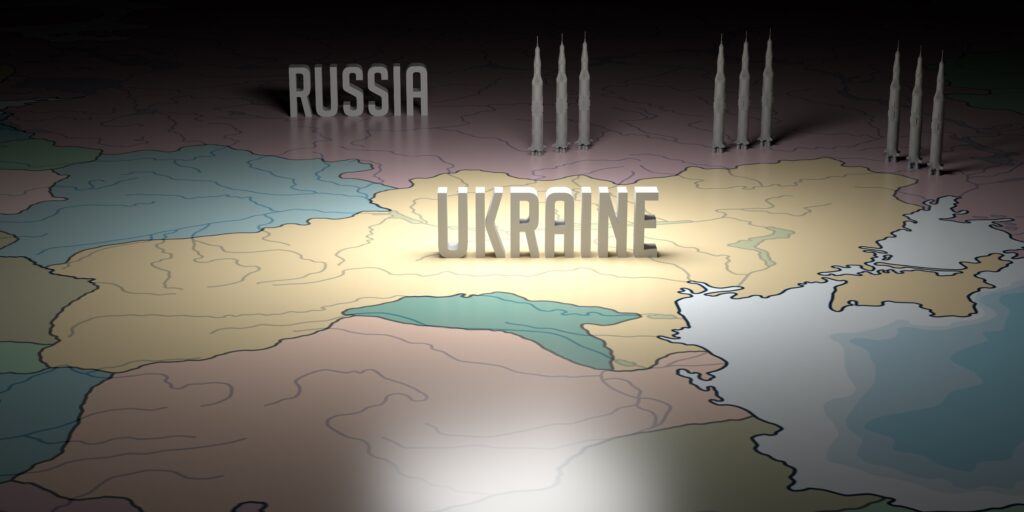 Russia Ukraine map showing nuclear weapon target