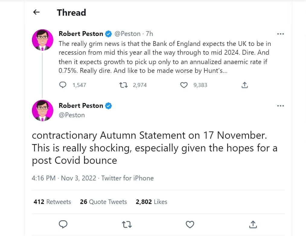 The Bank of England has warned the UK is facing its longest recession since records began.