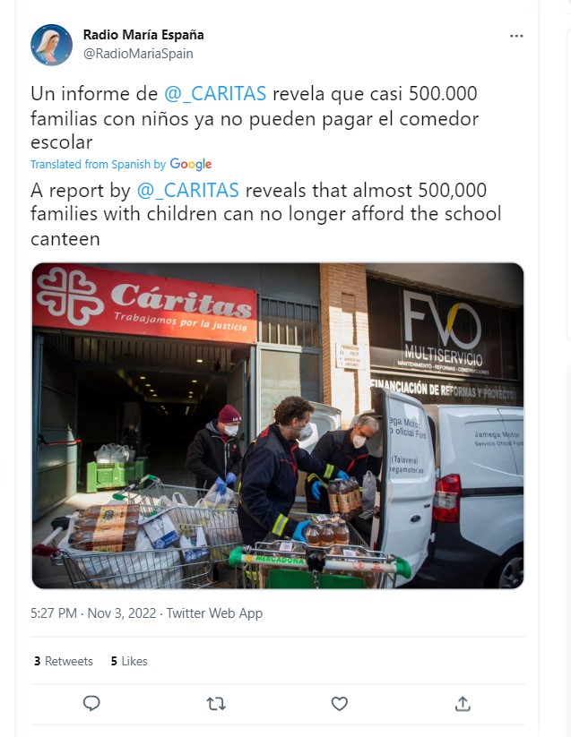 Amid Spain protests, CARITAS warns poverty will rise in the county 