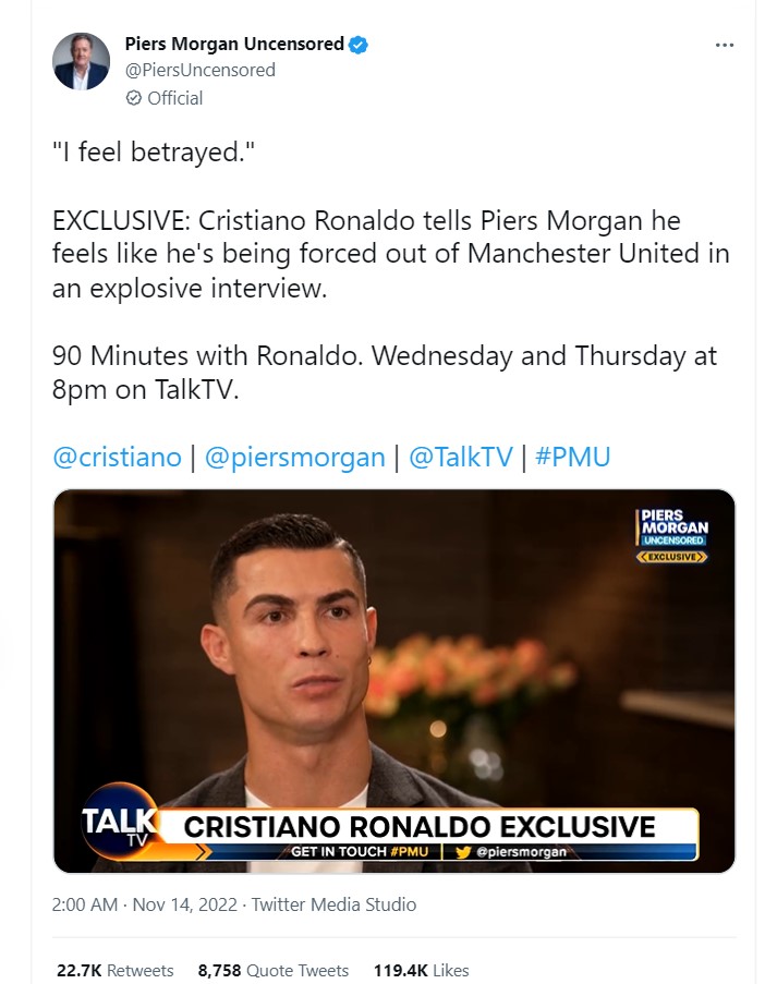 Ronaldo scandalous interview with Piers Morgan