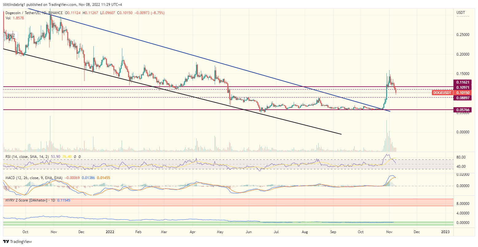 Dogecoin (DOGE) daily price chart. 