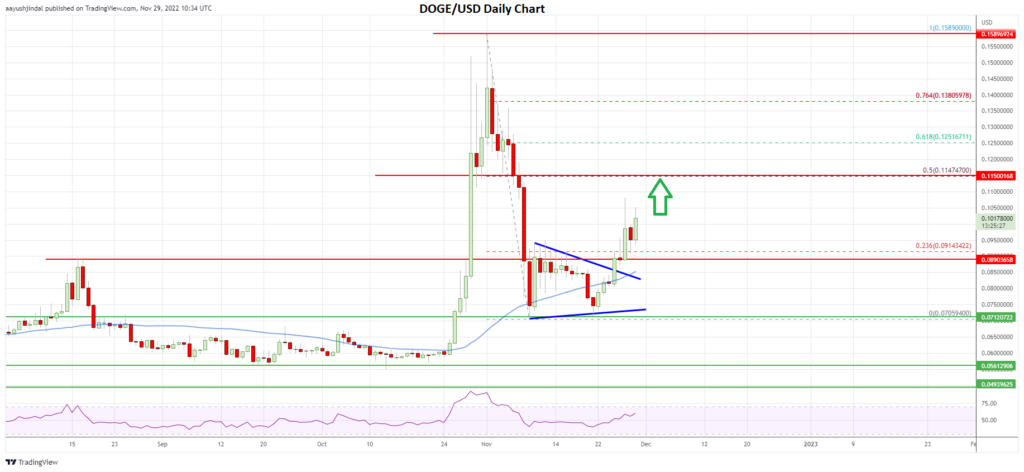 Dogecoin price daily chart