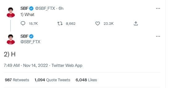 SBF FTX Founder Tweet