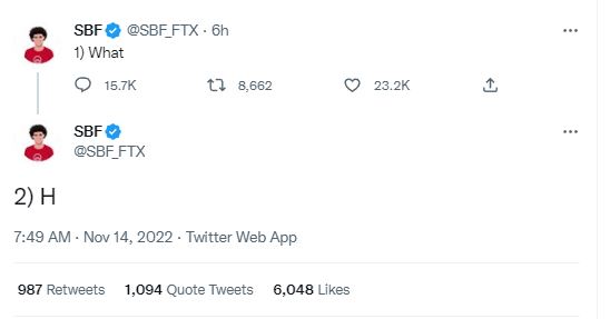 SBF FTX Founder Tweet